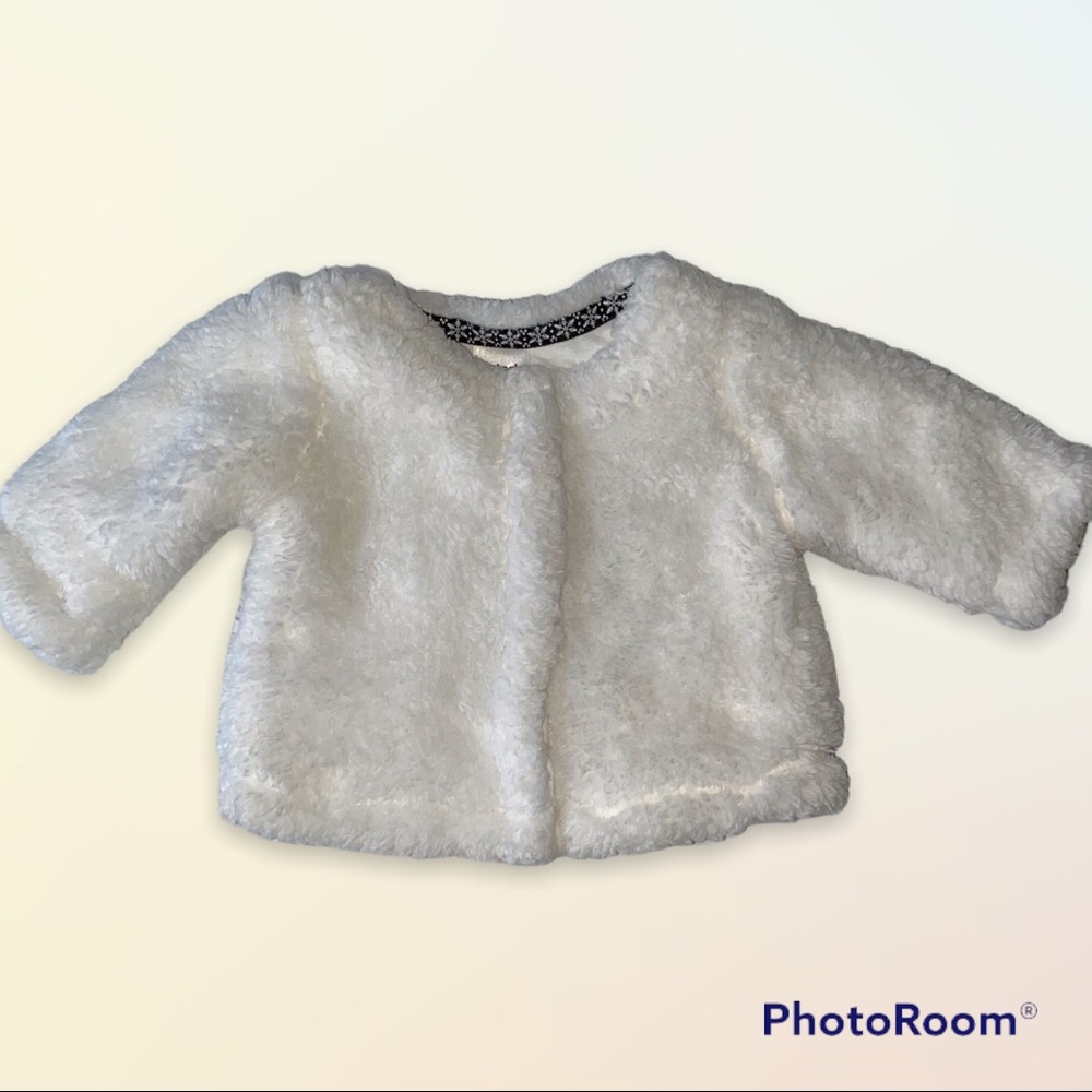 Carters Baby Girl White Faux Fur Fancy Coat Jacket NB Newborn